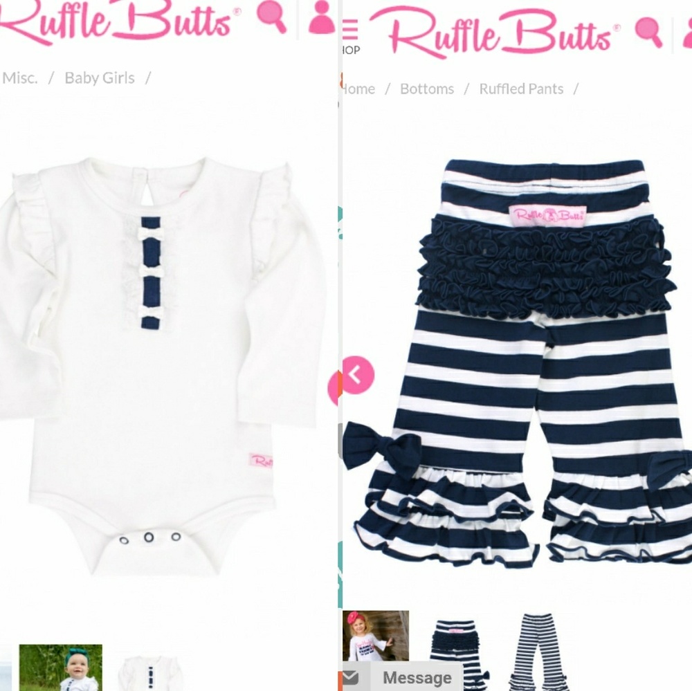 EUC Ruffle Butts navy outfit 3-6month